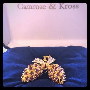 Camrose & Kross JBK Ruby Berry Gold Tone Brooch